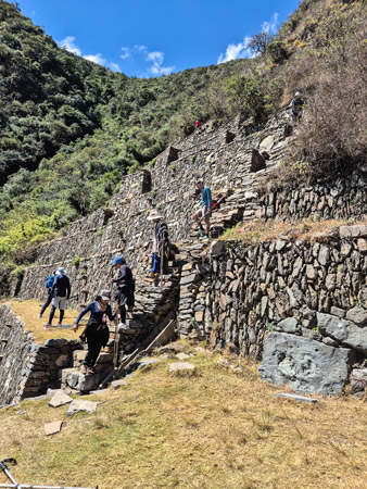 Visitantes terrazas Llamas Choquequirao